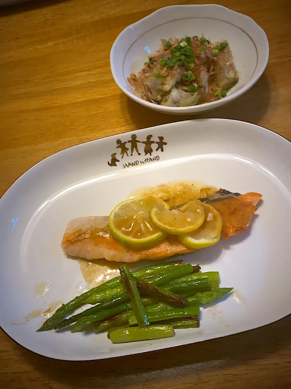 鮭の柚子バターソースと、焼き茄子|もえさん