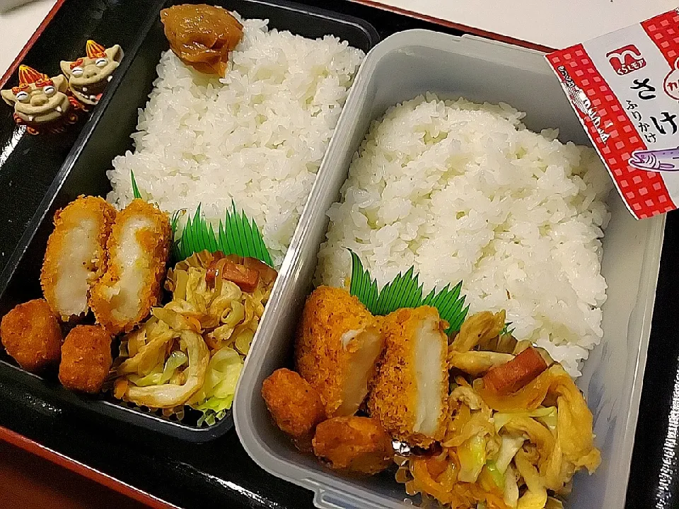 Snapdishの料理写真:夫弁当、息子弁当|みどりさん