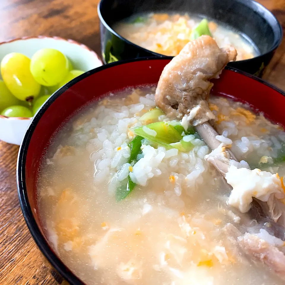 ケンタッキーの骨で、コトコト雑炊🍚まいう😋|mamaさん