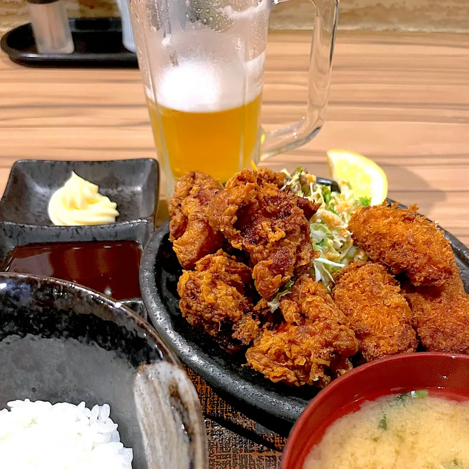 唐揚げ、カキフライ定食|あきちゃ☆彡さん