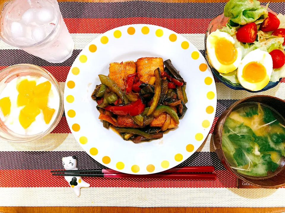 Snapdishの料理写真:厚揚げの豚肉巻き定食|ゆうかさんさん