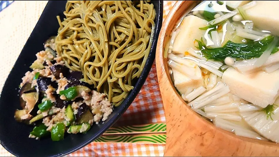 茄子ピー味噌茶そば
高野豆腐 鶏出汁スープ|マギーさん