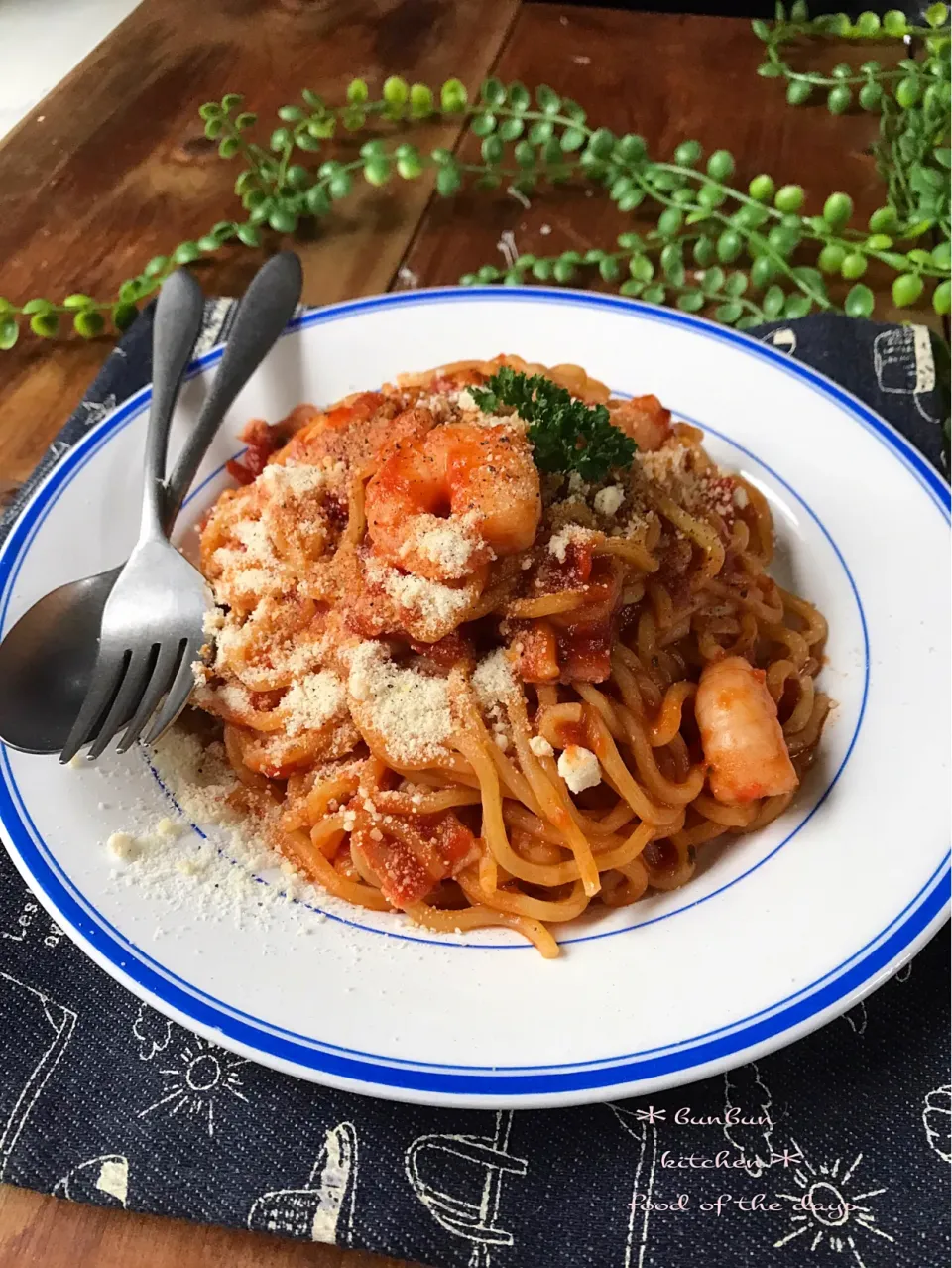 もちもち生パスタで海老トマトスパゲティ♪|ハナたなさん