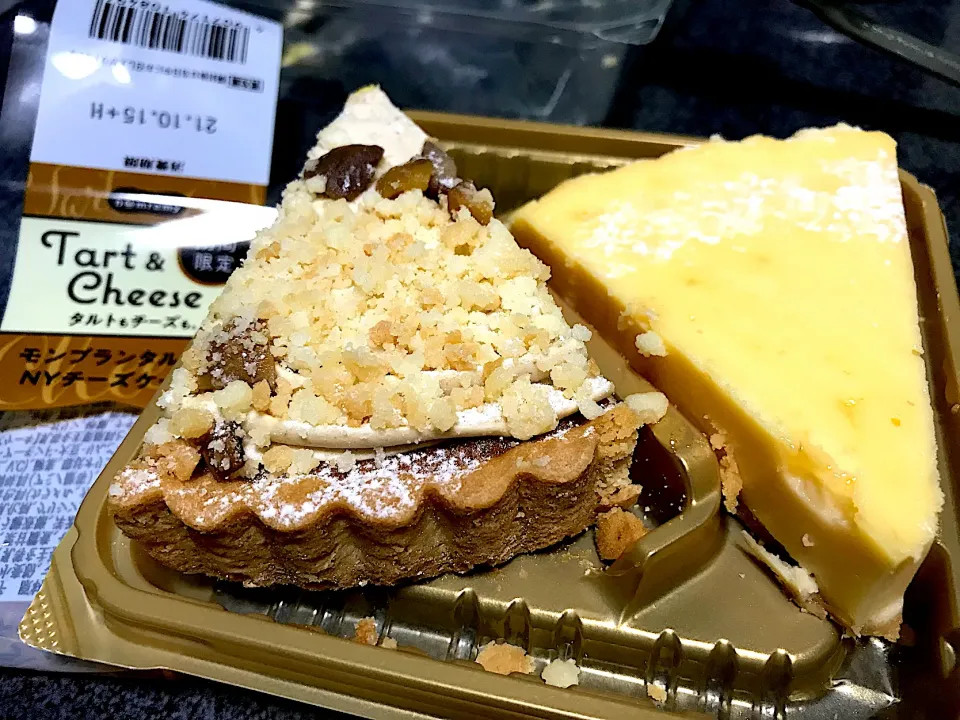 Snapdishの料理写真:#おやつ　NYチーズケーキ、モンブランタルト|ms903さん