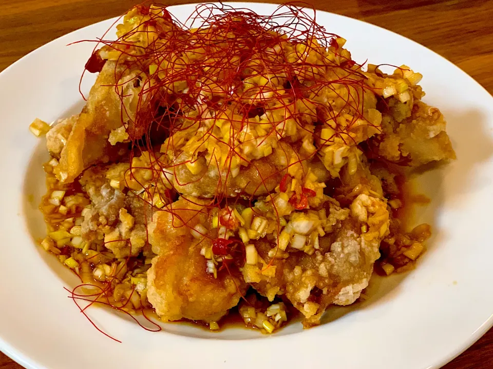 ザックザク食感の油淋鶏|ふくすけ食堂さん