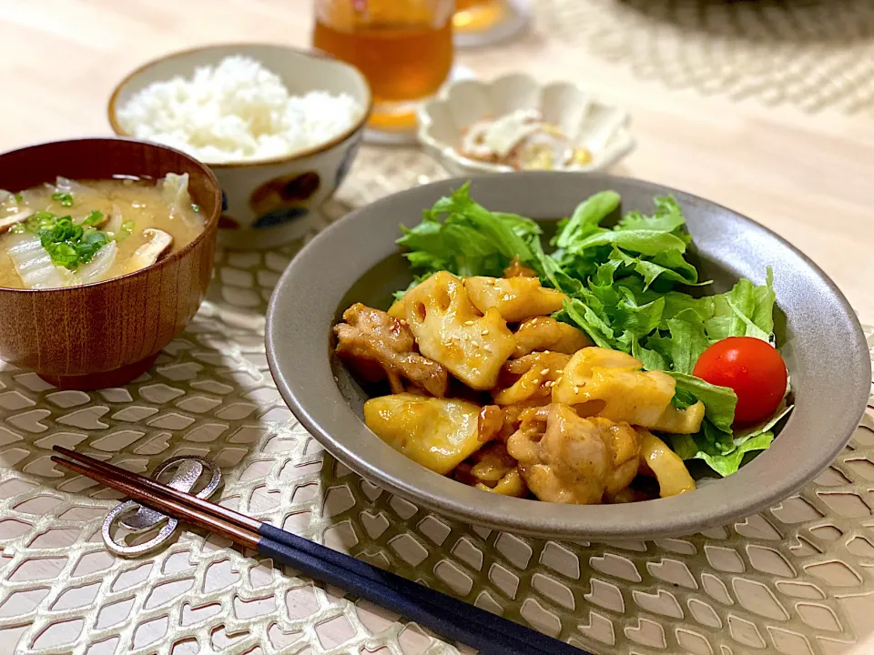 鳥もも肉と蓮根の甘酢炒め|ひろさんとゆりさんさん