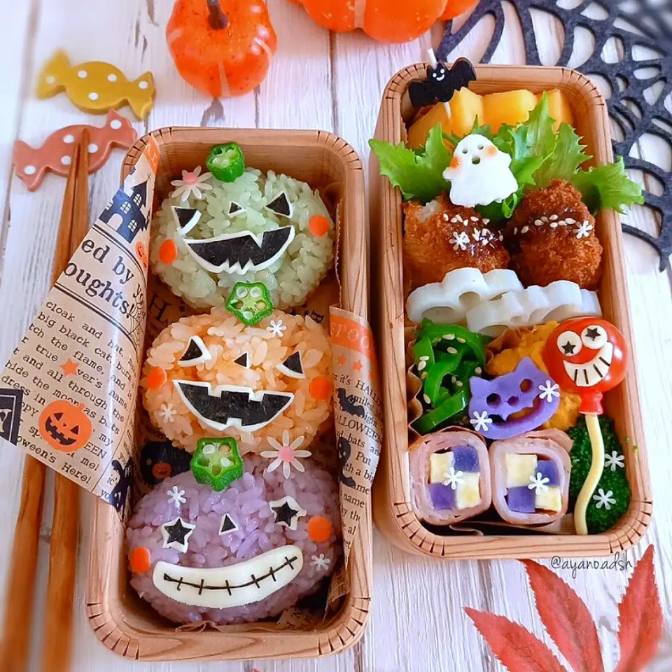 🎃👻ハロウィン🎃👻
カラフル～ジャックオランタンおにぎり弁当|ayano.adshさん