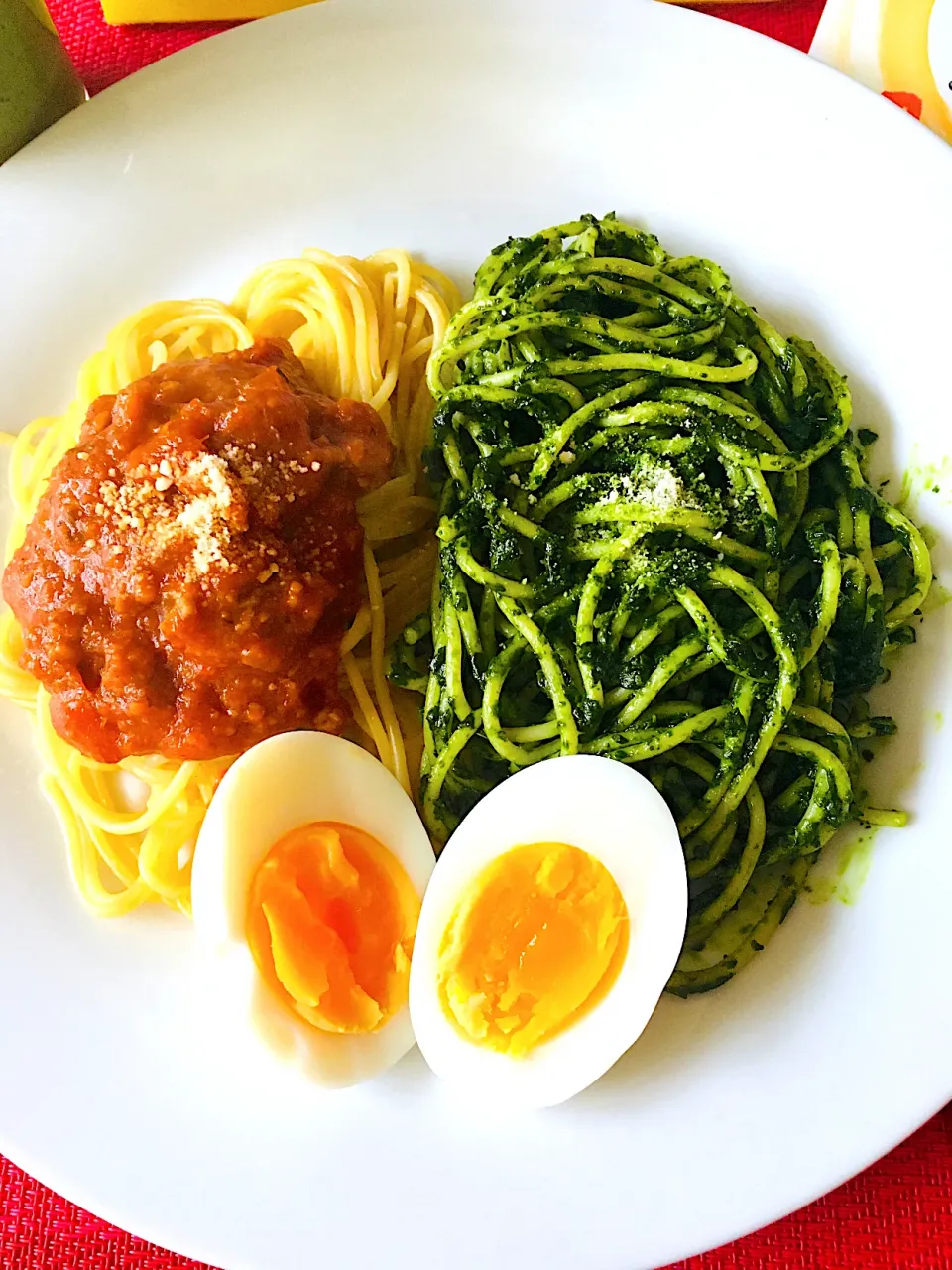 ミートソーススパゲッティ🍝&グリーンスパゲッティ^_^😋|HAMI69さん