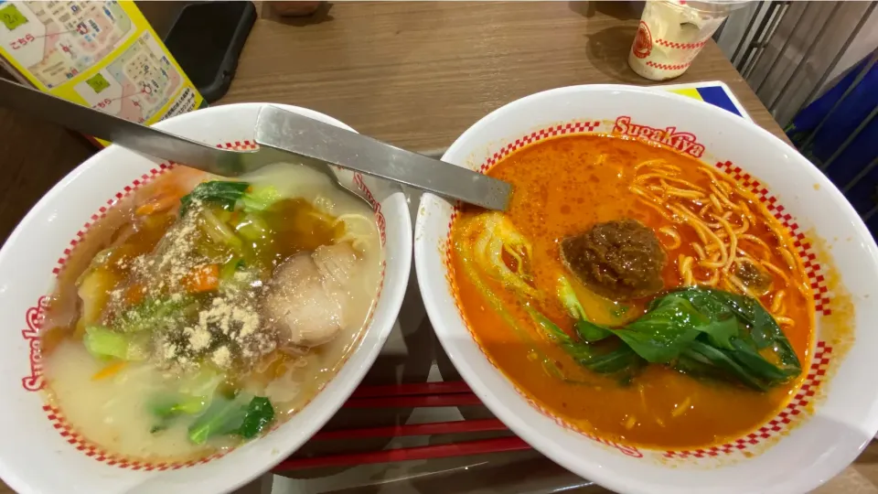 Sugakiyaのあんかけ温野菜ラーメンと香る金ゴマ担々麺|Morito Kamiyaさん