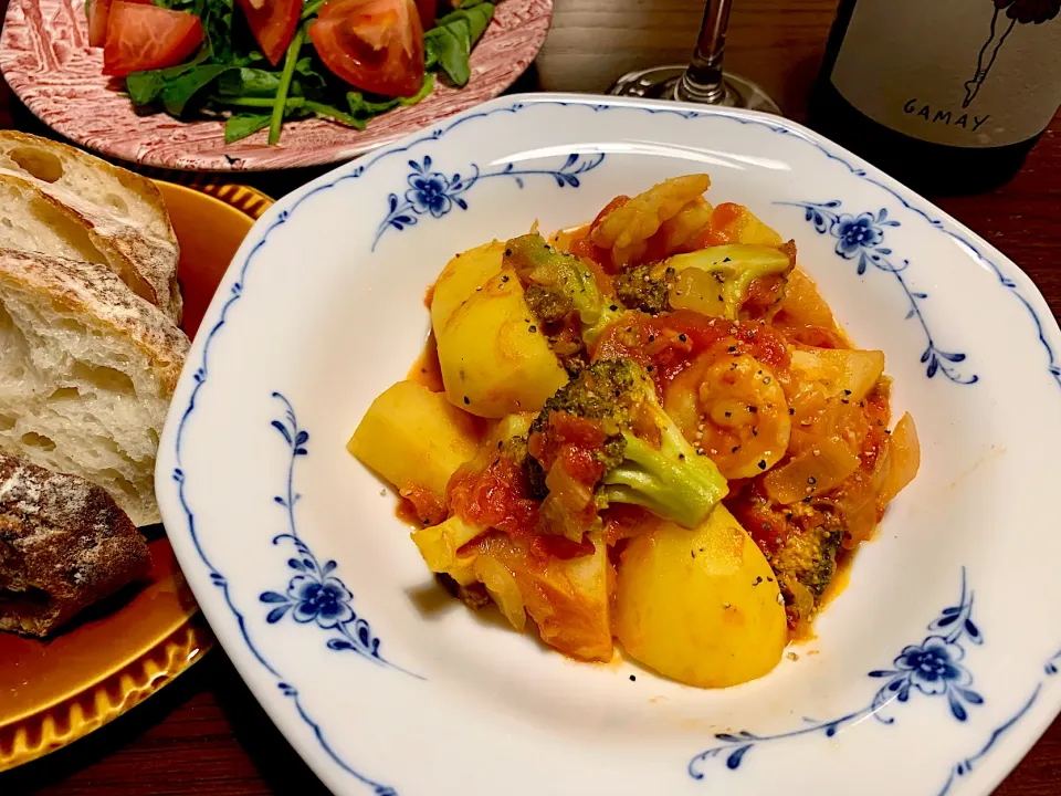 海老とじゃがいものトマトチーズ煮|かなっぺさん