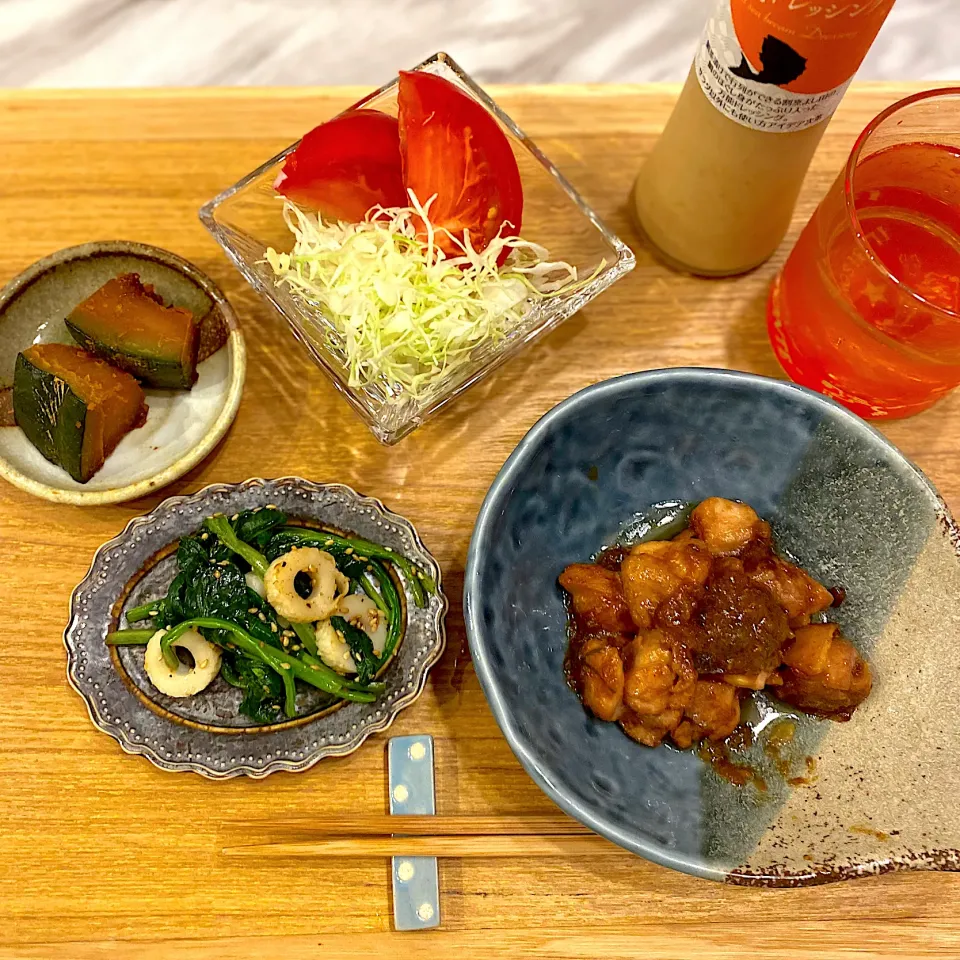 Snapdishの料理写真:鳥もものおろし煮、ちくわとほうれん草の胡麻ナムル|なつこさん