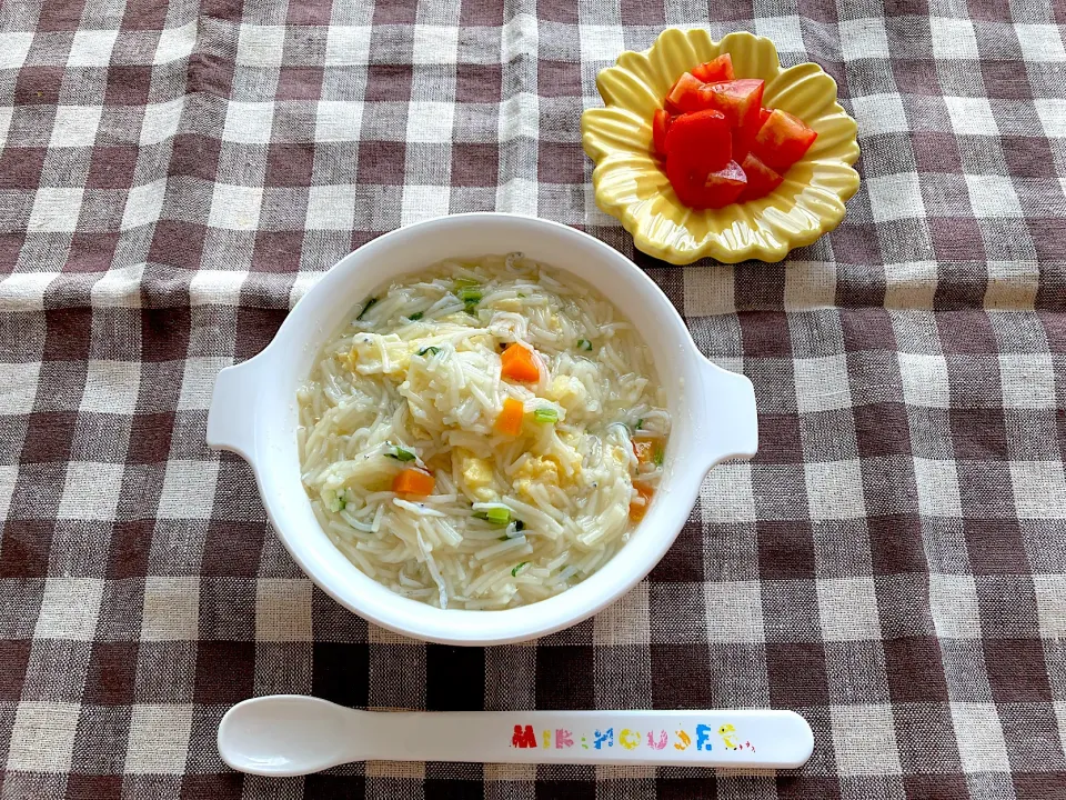 【離乳食】野菜としらすのそうめん、ミニトマト|sayaさん