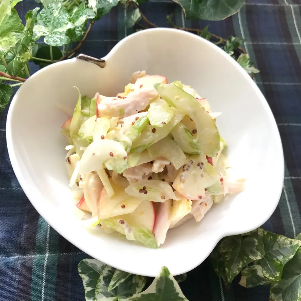 🥗シットリうまうま蒸し鶏とセロリ&りんご🍎のサラダ🥗|Hollyさん