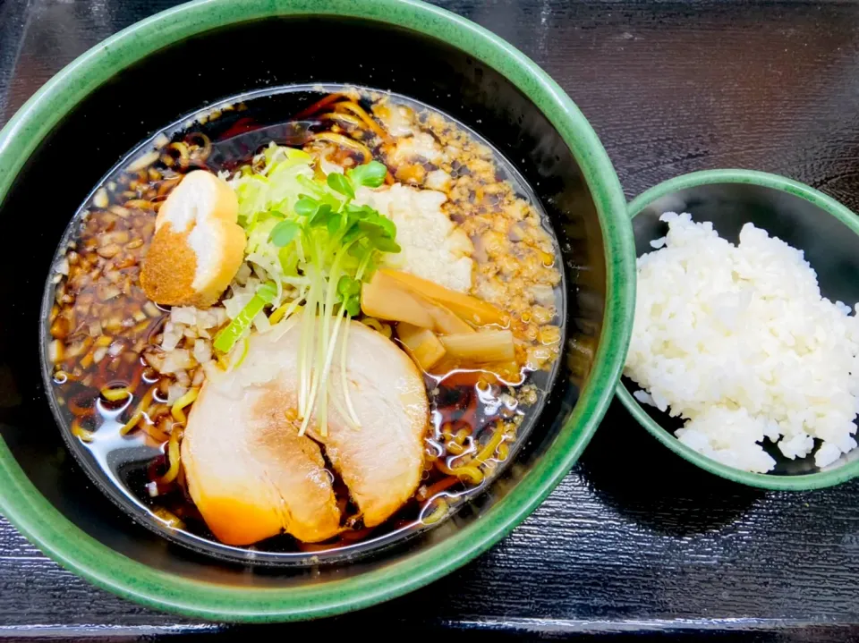 Snapdishの料理写真:ラーメンフェア　背脂煮干し中華そばセット|nyama1さん