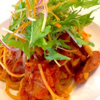 久しぶりのまかない♪  自家製ベーコンで大人のナポリタン🍝