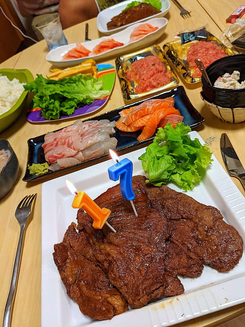 Snapdishの料理写真:イガグリ息子17祝㊗️夕飯Ｖｅｒ．|チョコさん