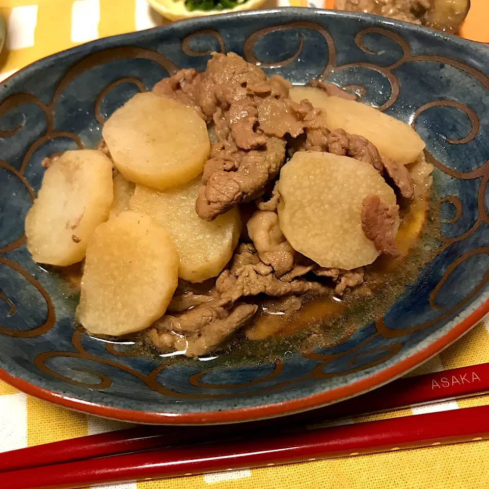 長芋と牛肉のすき煮|あさかさん