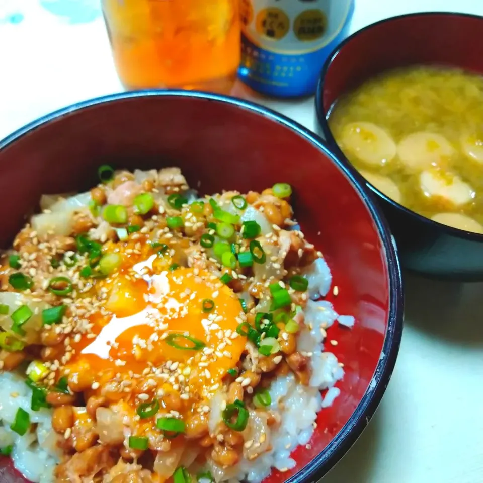 ツナたく納豆ユッケ丼|うたかた。さん