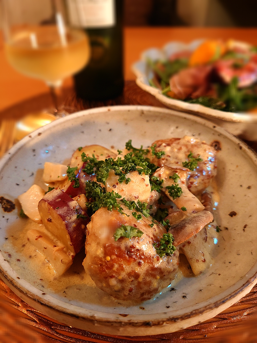 さつまいもと豚団子のクリーム煮
