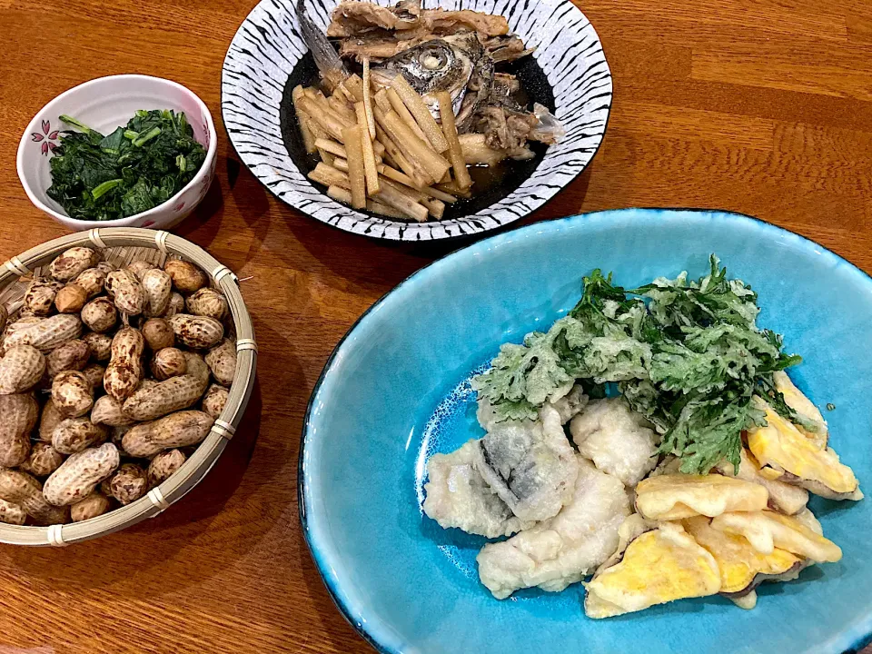 Snapdishの料理写真:友人釣果&収穫物で 晩ご飯|sakuramochiさん