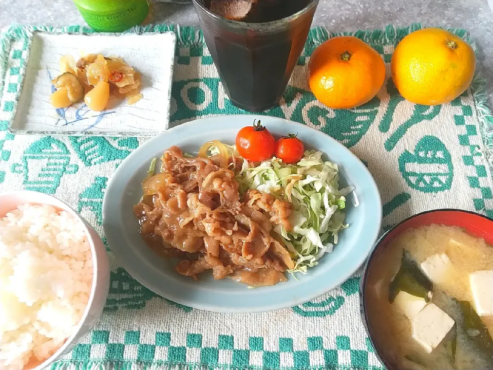 タモリさんのレシピで作った豚肉生姜焼き定食|アリーナ香貫くんさん