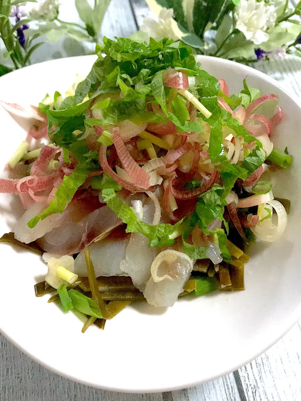 クロダイの昆布締め、万能薬味乗せ💕|🌺🌺Foodie🌺🌺さん