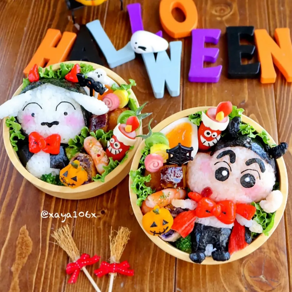 クレヨンしんちゃんとシロのハロウィン弁当|あーたんさん