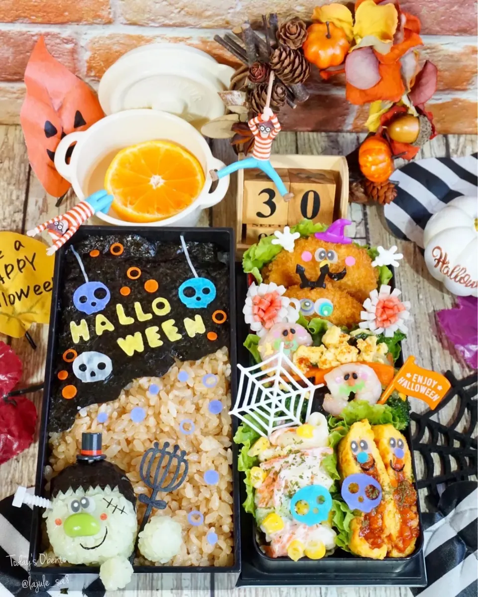 Snapdishの料理写真:𝙷𝚊𝚕𝚕𝚘𝚠𝚎𝚎𝚗フランケンぉ弁当🎃|La-Jule Sa8さん