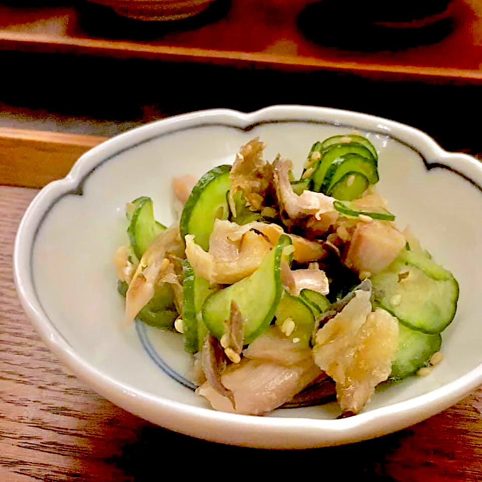 アジの干物とキュウリの酢の物|イナコさん