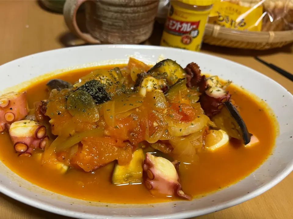 茄子と蛸のカレー風味|ハルのただ飯さん