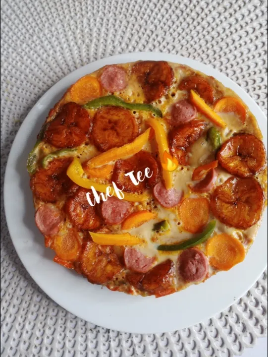 Chef Tee's dish Plantain Frittata ready for delivery to a client.|Chef Teeさん