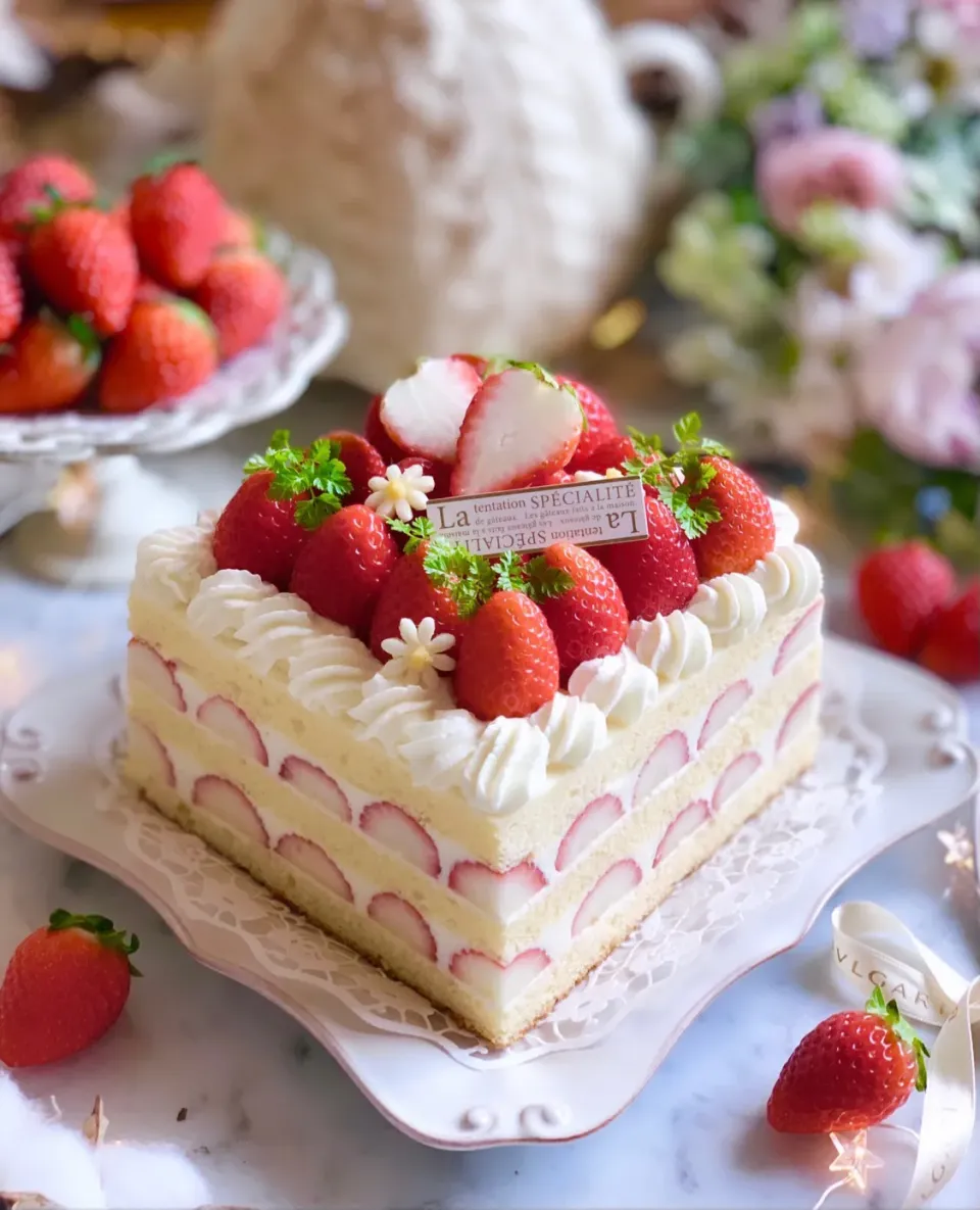 夏いちごのスクエアケーキ🍓✨|lily_lily821さん