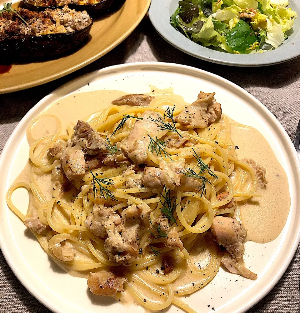 白ビール煮のパスタ🍝|けんちんさん