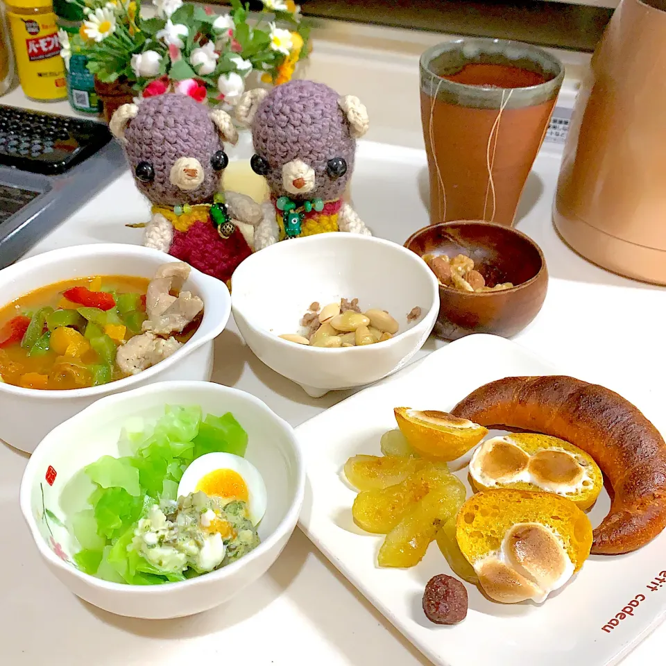 Snapdishの料理写真:朝ごぱん(￣▽￣)|chagashiさん