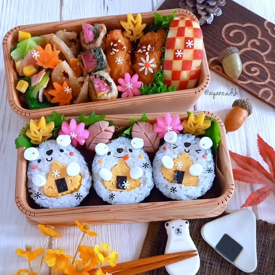 🍙おにぎりを食べる
白くま君おにぎり弁当🍙(´(ｪ)｀)|ayano.adshさん