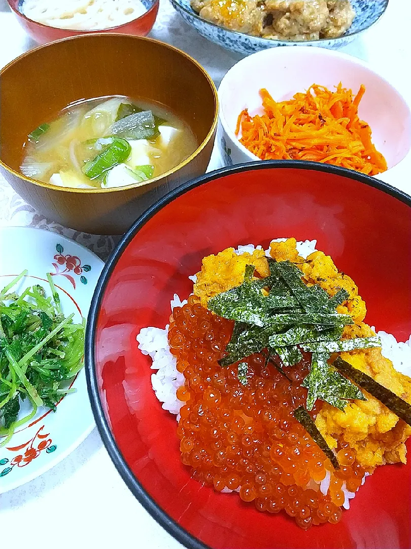 ☆今日の晩ごはん☆　ウニ・イクラ丼|hamamaさん