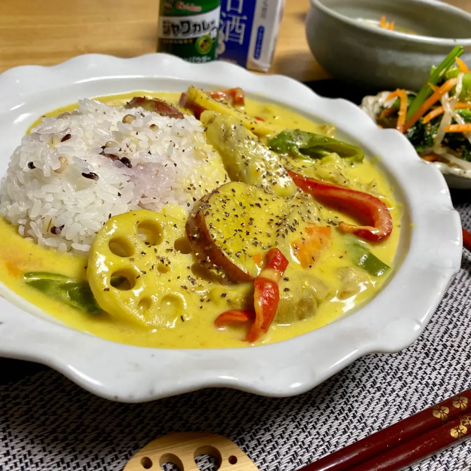 tamaさんの料理 鶏肉ときのこのカレークリーム煮＊ごぼうとさつまいも入り|sakurakoさん