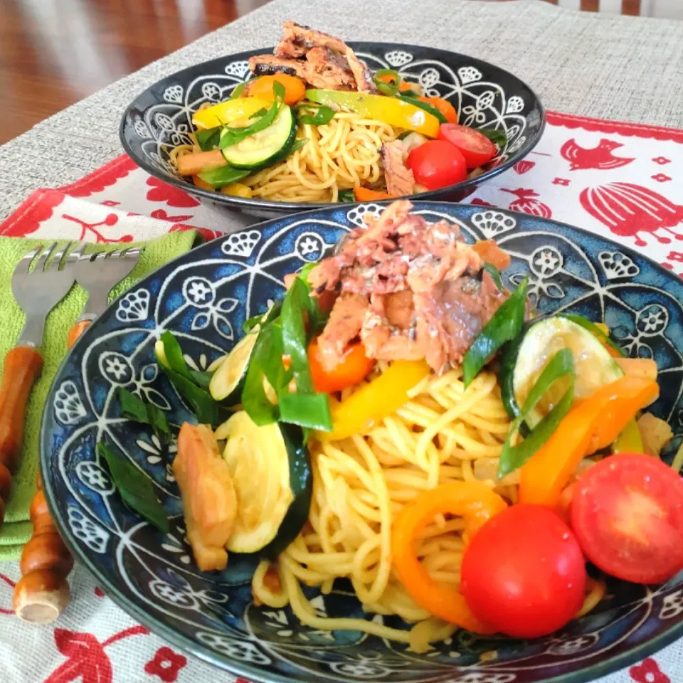 カレーパウダーと高菜醤油のパスタ|cherry🍒さん