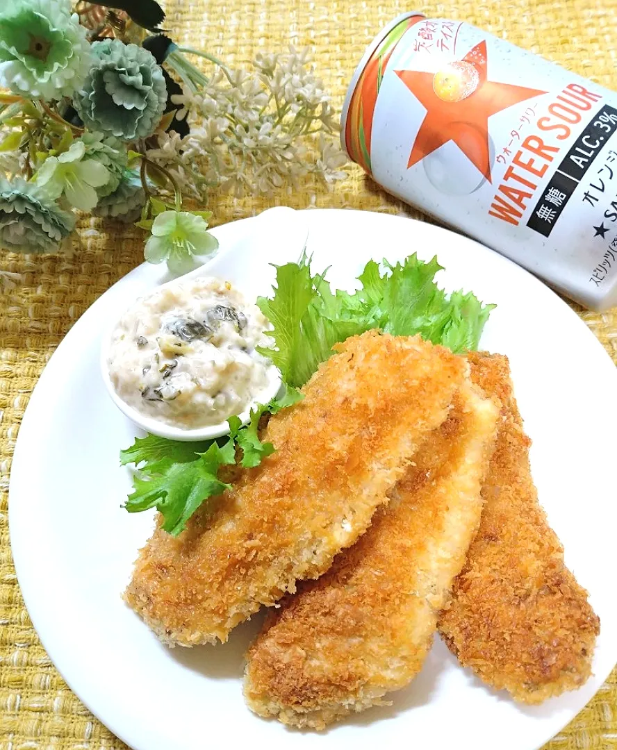 ひろりんさんの料理 からあげビールさんの料理 高菜オイマヨタルタルで激ウマ♪ビールが進む!アジフライ🐟|fumi ◡̈⋆さん