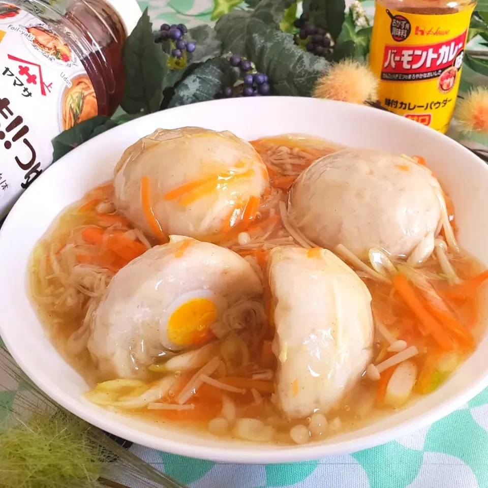 里芋まんじゅうの彩りあんかけカレー味|小豆🌼さん