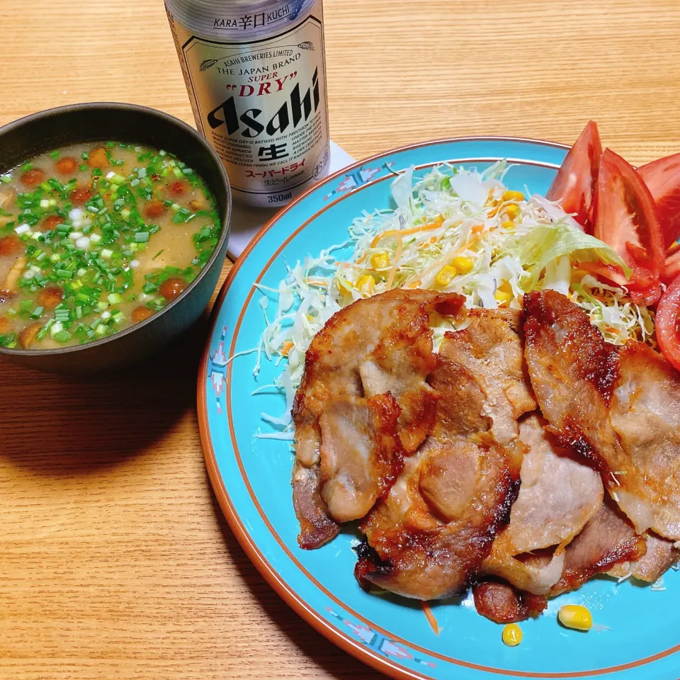 豚の生姜焼き
‪‪鶏モモ、里芋、なめこの味噌汁|naoさん