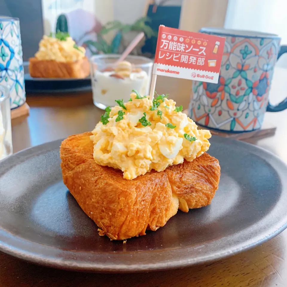 Snapdishの料理写真:万能味ソースでコクうまっ🤎たまごサラダ🥚|leeさん