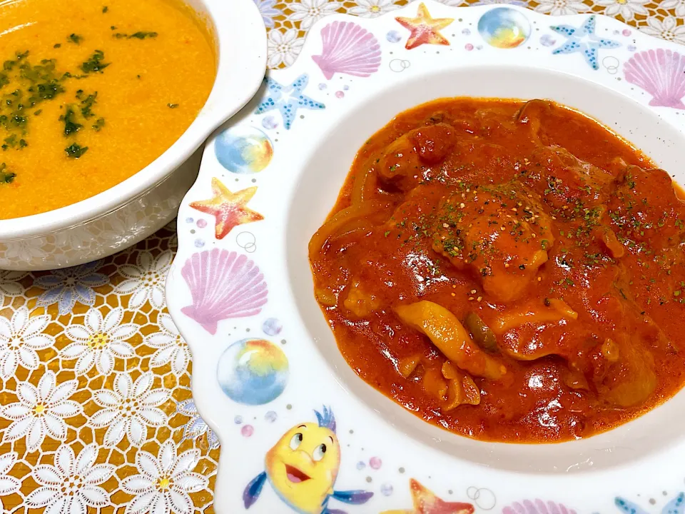 トマト煮込み🍅とパプリカのスープ🫑|くろねこっく🐈‍⬛さん