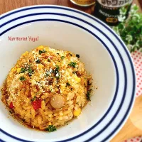 Risaさんの料理 懐かしのホッコリ味☺️万能味ソースで炊き込みご飯🍚🤎で簡単カレーピラフ