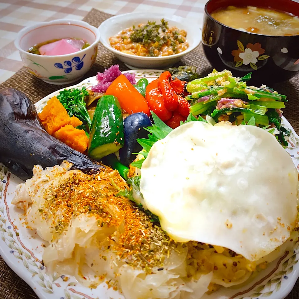 今日の夕ごはん★レンジ作る包まないズボラ大葉餃子（豚ひき肉・キャベツ・チーズ）と鶏ササミ粕漬の七味玉ねぎレンジ蒸し|riko30294さん