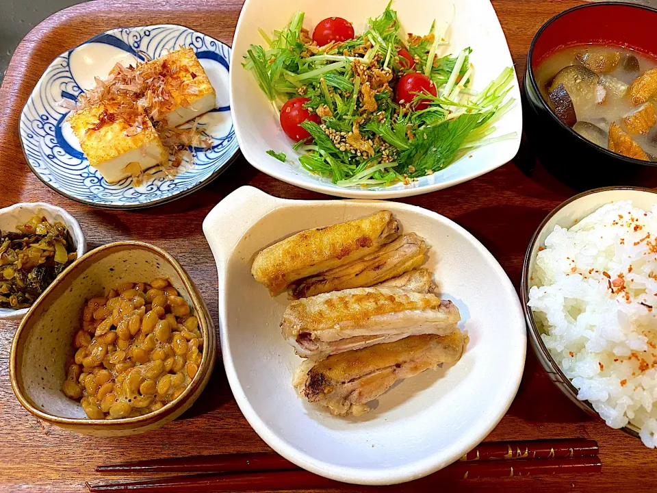 カレー風味の手羽中定食🍚🐔|かおちゃんさん