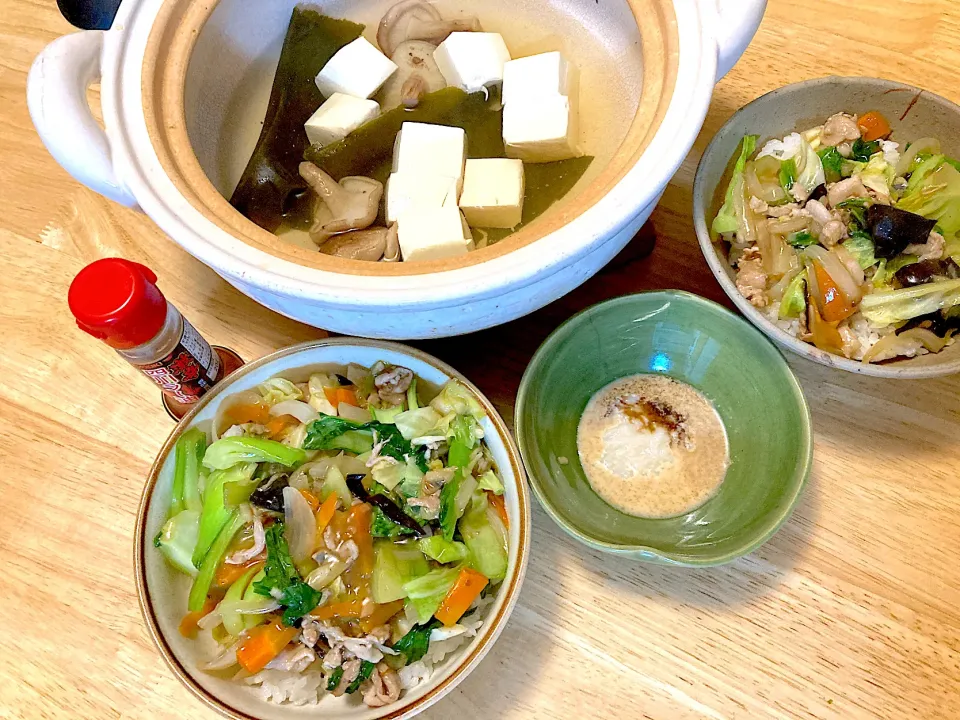 中華丼と湯豆腐😋|さくたえさん