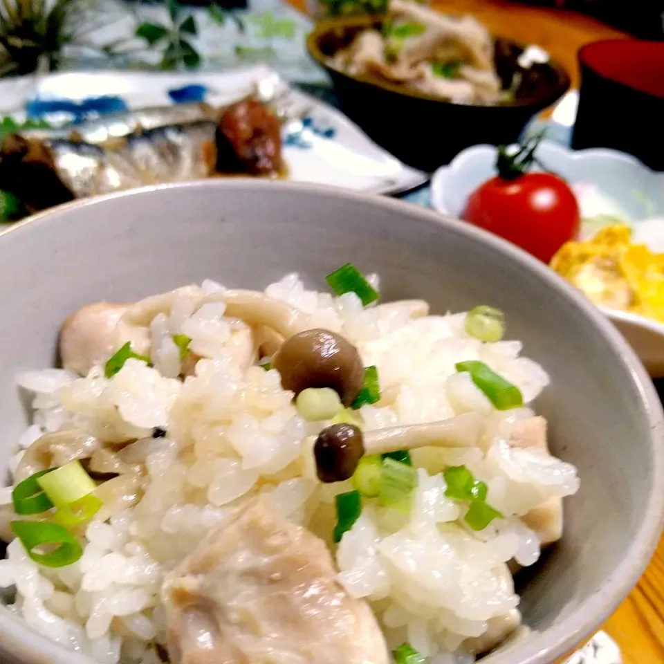 Snapdishの料理写真:これ！！うま！！つゆで炊き込みご飯
ぶっこみ鶏めし〜🐔🍄|とまと🍅さん