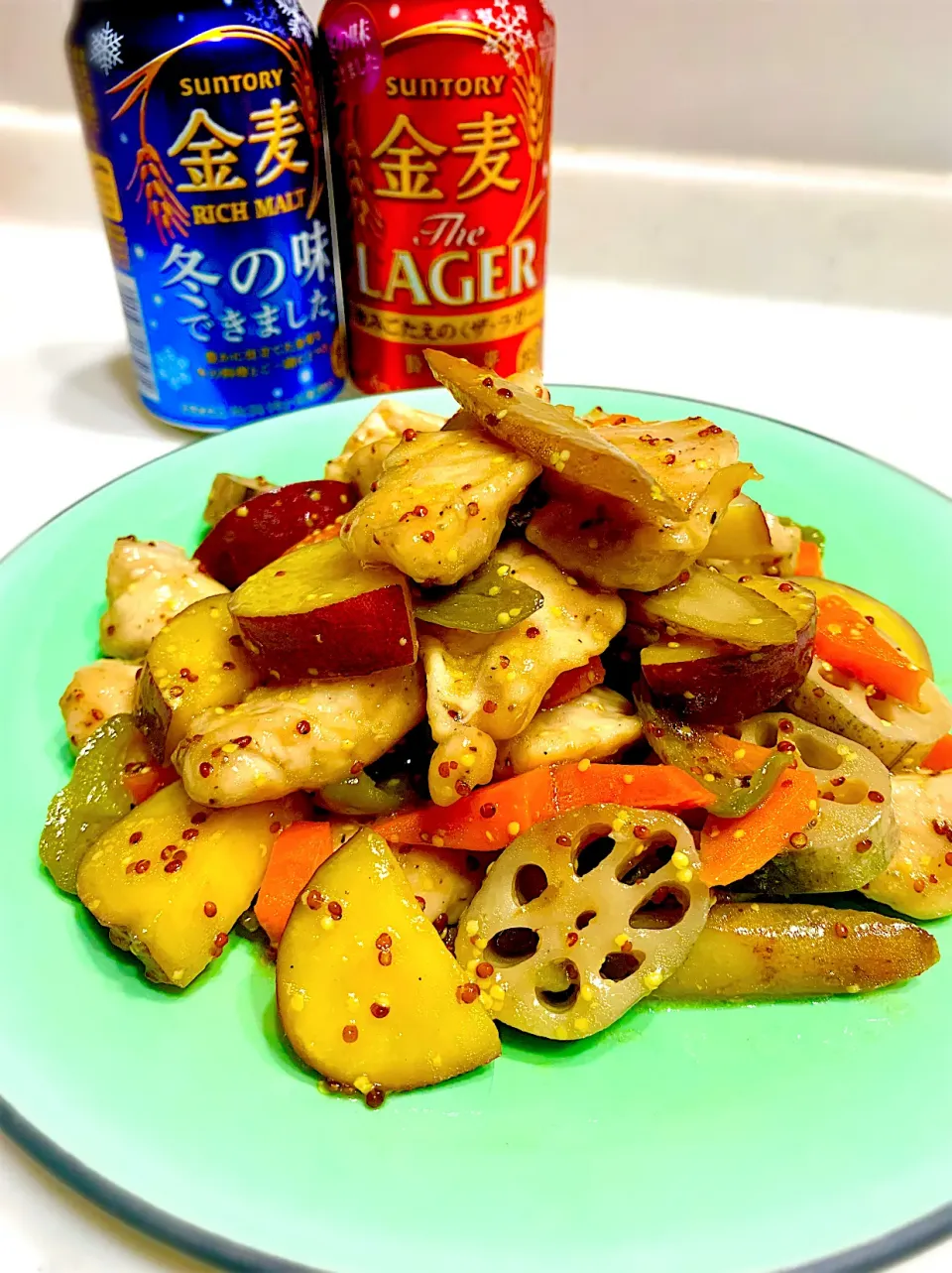 ゆかりさんの料理 鶏肉と根菜のハニーマスタードプレート🍯🐝|ひろりんさん