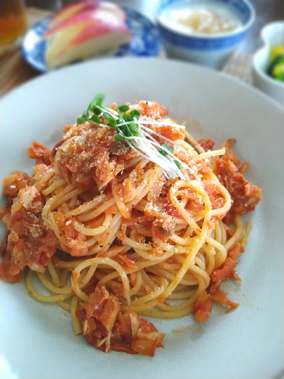 アジの開きトマトパスタ🍅|まめころさん